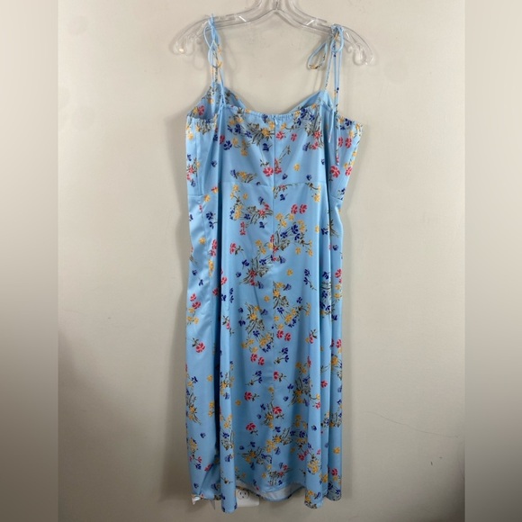 Cider‎ Spaghetti Strap Blue Floral Pattern High Slit Midi Dress Sz XL - Picture 6 of 13